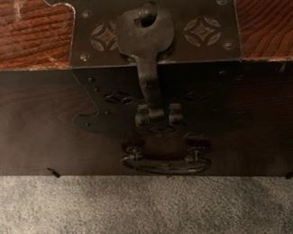 Beautiful Vintage Heavy Duty Trunk Chest in really nice vintage condition with heavy and detailed attractive hardware