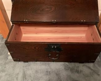 Beautiful Vintage Heavy Duty Trunk Chest in really nice vintage condition with heavy and detailed attractive hardware