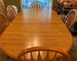 Large Oval Oak Dining Room Table With Chairs