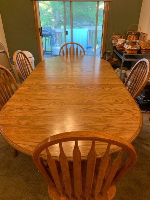 Large Oval Oak Dining Room Table With Chairs
