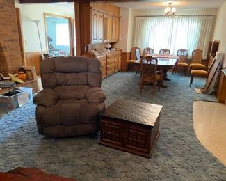 Recliner and living room end table.  Both in very good condition and sold separately.