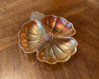 Doric 3 part pink iridescent candy dish