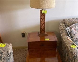 Mid century end tables and lamp