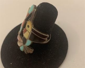 side view -size 7.25 turquoise hummingbird mosaic ring  $20