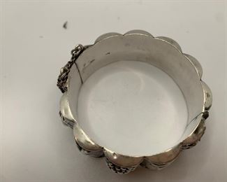 Top Ornate Hinged Bangle 2.5” across .75” thick $50