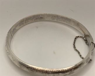 Top- 3/8” Sterling Bangle $25 Thailand 