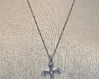 Sterling 24” beaded chain with 2” cross $50