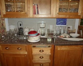 Crate & Barrel glassware, champagne flutes, red wine goblets, white wine goblets, etc.
