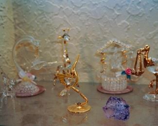Glass figurines includes Swarovski pieces