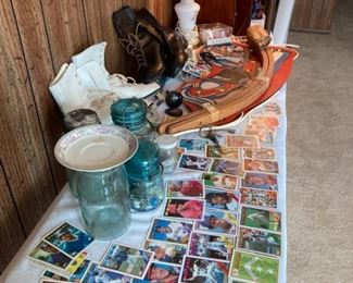 Baseball Cards, Ice Skates, Vintage Canning Jars, Old Buttons