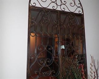 LARGE METAL ARCHED MIRROR WITH DOORS