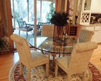 GLASS TABLE WITH IRON BASE & 4 CHAIRS