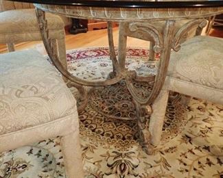 GLASS TABLE WITH IRON BASE & 4 CHAIRS