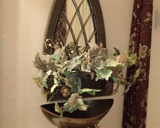 URN WITH WALL MIRROR & PLANT