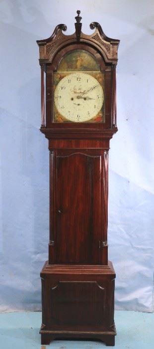 138a - Mahogany case Chippendale clock with 8 day English bell movement, signed Manchester, White Haven, 92 in. T, 20.5 in. W, 9.5 in. D.