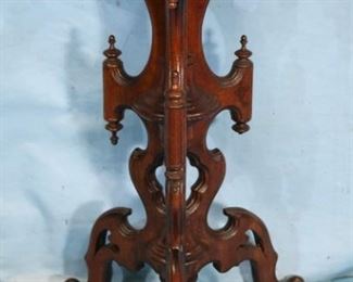 167a - Walnut Victorian pedestal with brown marble, 31 in. T, 16 in. Dia.