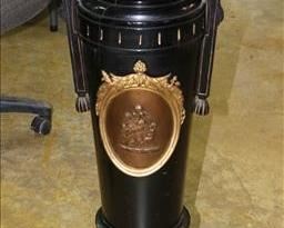 143 - Aesthetic movement walnut black lacquer pedestal, 41 in. T, 18 in. W, 14 in. D.