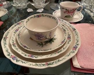 Noritake Conservatory Pattern - 8 settings plus butter dish, cream and sugar, water pitcher and cups and saucers