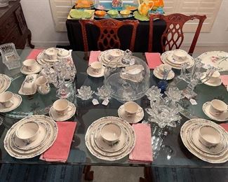 Noritake Conservatory Pattern - 8 settings plus butter dish, cream and sugar, water pitcher and cups and saucers