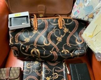 Vintage Couch Briefcase with all Authenticity  never been used Ralph Lauren, Dooney and Bourke, CalvinKlein, Fossil, Guess,  Designer Clothes                   
 And a GREAT STAMP COLLECTION 