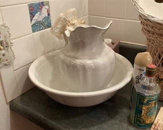 WHITE BOWL & PITCHER