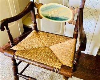 Hand Painted Hitchcock Whaling Ship Chair
