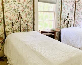 Pair Twin Brass Headboards