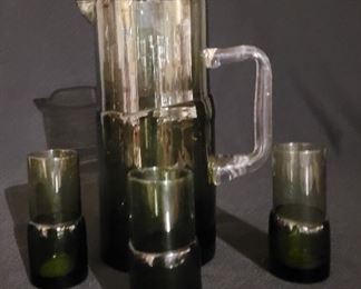 Mid-century glass pitcher and glasses (Blenko?)