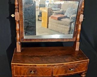 Federal style two drawer inlaid dresser mirror.