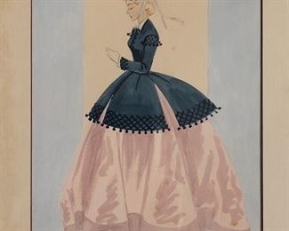 Alice Flint fashion illustration gouache on board. This is the only illustration by Flint that I have seen. Most likely when she was a student.