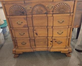 Chippendale block front four drawer carved shell chest