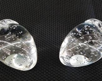 2 Murano Style Clear Glass Strwberries with Bubbles