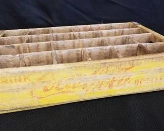 Vintage Coca Cola Wood Bottle Holder Yellow