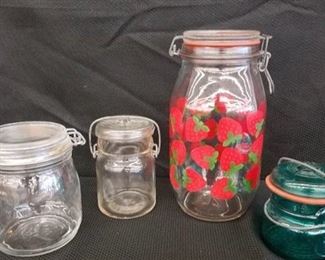 Lot of 4 Glass Locking Lid Jars
