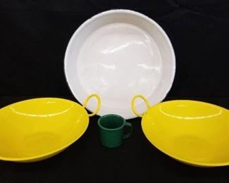 Lot of 4 Enamelware Dishes and cup