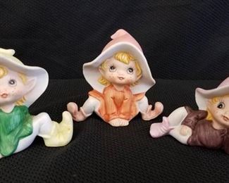 Lot of 3 Vintage Homco Fairy Pixie Elf Figurines