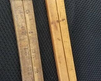 Lot of 2 Vintage Wood Folding Rulers