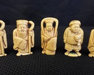Lot of 5 Vintage Asian Resin Men