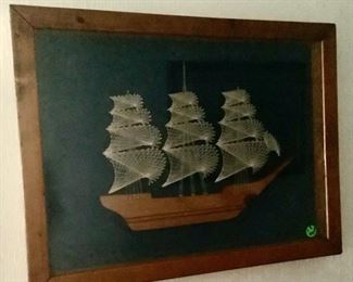 Beautifully framed wire ship.