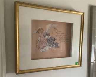 This is a very beautiful picture that is in the bathroom.