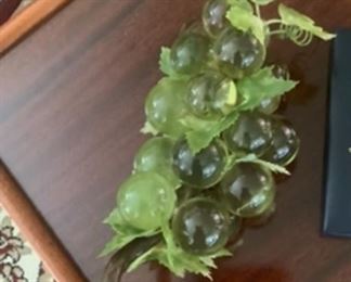 The Vintage green glass grapes on the 60’s coffee table.