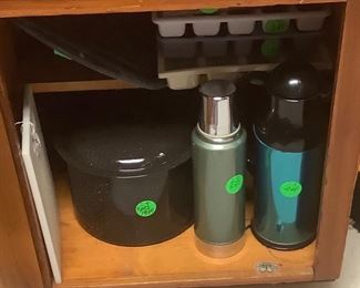 Just a few of the kitchen cookery with thermos bottles.