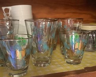 The Vintage 60’s turquoise glasses that match the coffee pot.