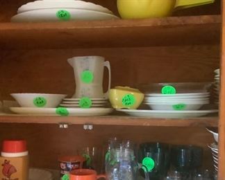 More glasses, dishes, other kitchen items.  Look at the Fat Albert thermos bottle.  Very unusual.