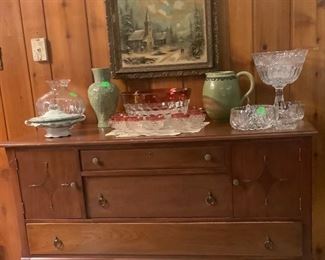 Walnut buffet with all the pretty’s.