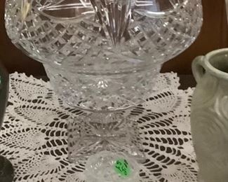 Very large and beautiful crystal bowl on stand.