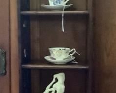 One of the mahogany wall  shelves  with some of the Alabaster figurines.  There are two of them.
