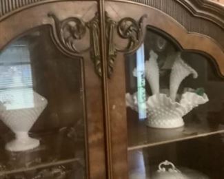 Items in Walnut china cabinet.