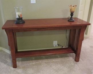 Mission style sofa/console table by Bassett Furniture