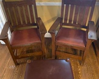 2 Stickley Armchairs and Footstool